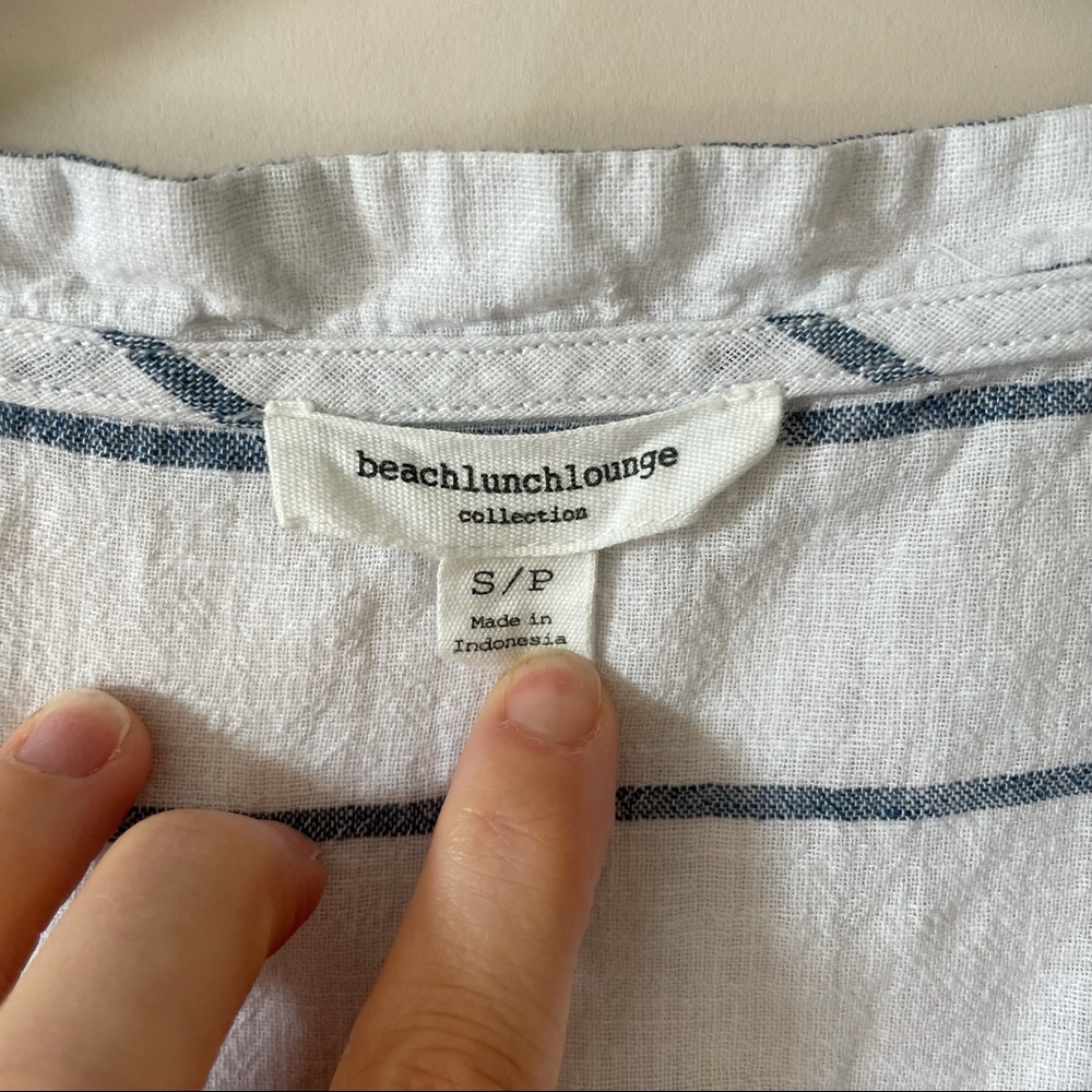 BEACHLUNCHLOUNGE white blue stripe linen tunic S/P - Picture 6 of 7